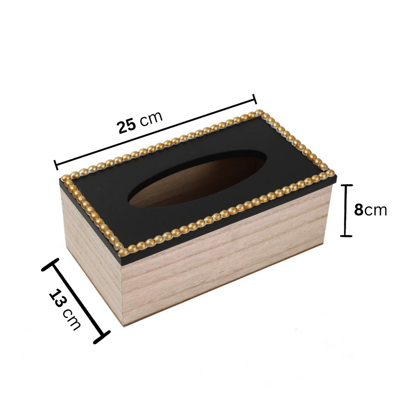 Premium Quality Pearl Border Design MDF Rectangular Tissue Box Napkin Holder 25*13*8 cm