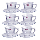 Lead Free Glass Tea Cup with Saucer Set of 6 240 ml