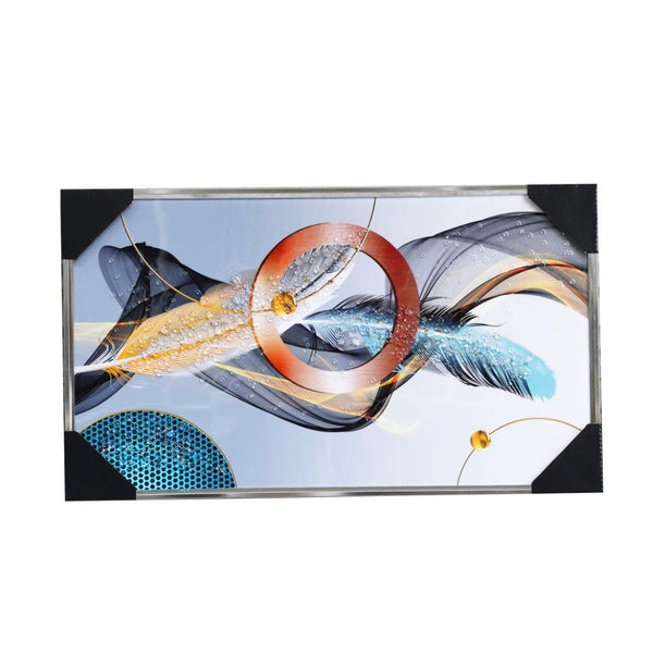 Home Decor Portrait Canvas Wall Art Abstract Feathers Oil Painting Picture Frame 42*72 cm