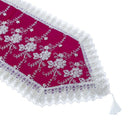 Floral Lace Table Runner Elegant Burgundy 200*40 cm