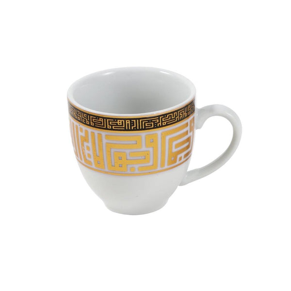 Ceramic Coffee Cup and Saucer Set of 6 Pcs Greek Key Design 6*6 cm