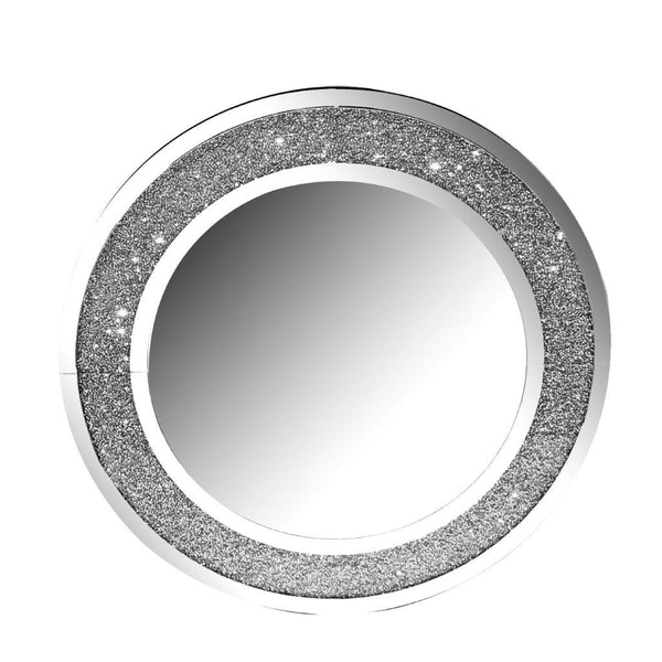Home Decor Luxury Hallway Mirror Crystal Crushed Diamond Silver Mirror Finish 80*80 cm