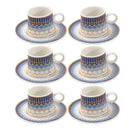 Ceramic Coffee Cup and Saucer Set of 6 Pcs 80 ml 11 cm