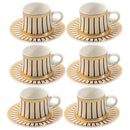 Ceramic Coffee Cup and Saucer Set of 6 Pcs Design 80 ml 11 cm