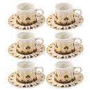 Ceramic Coffee Cup and Saucer Set of 6 Pcs 80 ml 11 cm