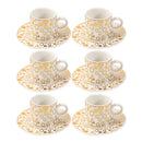 Ceramic Coffee Cup and Saucer Set of 6 Pcs 80 ml 11 cm
