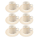 Ceramic Coffee Cup and Saucer Set of 6 Pcs 80 ml 11 cm