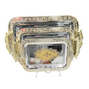 Deco Silver Metal Oval Serving Tray Set of 3 Pcs 43.5*30/35.5*25/29.5*20.5 cm