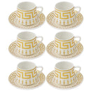 Ceramic Coffee Cup & Saucer Set of 6 Pcs
