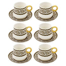 Ceramic Coffee Cup and Saucer Set of 6 Pcs Design 90CC/11 cm