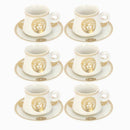 Ceramic Tea Cup and Saucer Set of 6 Pcs 200 ml/14 cm