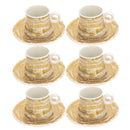 Ceramic Coffee Cup and Saucer Set of 6 Pcs 100 ml 12 cm