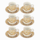 Ceramic Coffee Cup and Saucer Set of 6 Pcs Design 200 ml 14 cm