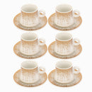 Ceramic Coffee Cup and Saucer Set of 6 Pcs Design 200 ml 14 cm