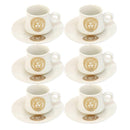 Ceramic Coffee Cup and Saucer Set of 6 Pcs Design 100 ml/12 cm