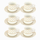 Ceramic Tea Cup and Saucer Set of 6 Pcs Design 200 ml/14 cm
