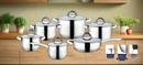 Stainless Steel Cookware Set of 12 Pcs  cm