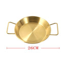 Gold Plated Stainless Steel Flat Karahi 26  cm