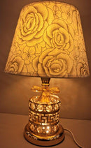 Home Decor Bedside Desktop Table Lamp Metal Base Floral Shade 25*38 cm