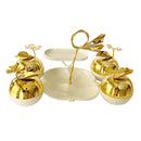 Golden Metal Glass Candy Jar Canisters Set of 4 with Stand 34*25*20 cm