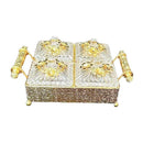 Engraved Deco Gold Candy Box Nuts and Chocolates Serving Tray 2 Compartments with Lid 30*23.5 cm