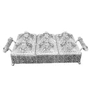 6-Compartment Metal Craft Dry Fruit Box with Decorative Metal Tray & Handles