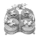 Deco Silver Metal Fruit and Appetizer Jar Set with Tray