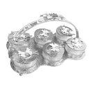 Deco Silver Metal Fruit and Appetizer Jar Set with Tray 40*25 cm