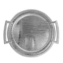 Deco Silver Metal Round Serving Tray Set of 2 with Handle 35*35/29*29 cm