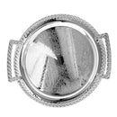 Deco Silver Metal Round Serving Tray Set of 2 with Handle 35*35/29*29 cm