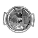 Deco Silver Metal Round Serving Tray Set of 2 with Handle 35*35/29*29 cm