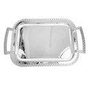 Deco Silver Metal Rectangular Serving Tray Set of 2 Pcs 39*28/33*24 cm