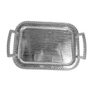 Deco Silver Metal Rectangular Serving Tray Set of 2 Pcs 39*28/33*24 cm