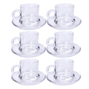 Glass Tea cup with Saucer Set of 6 Pcs 5.8*8.5/11 cm