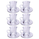Glass Tea cup with Saucer Set of 6 Pcs 5.5*7.7/11 cm
