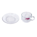 Lead Free Glass Tea Cup with Saucer Set of 6 Pcs 7.5*6/12 cm