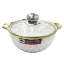 White Ceramic Gold Rim Bowl Fine Porcelain Casserole Set of 3 Pcs 7''+8''+9''