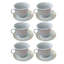 Ceramic Tea Cup and Saucer Set of 6 pcs  12.5cm/9*8.5 cm