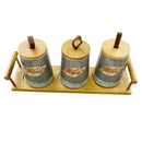 Ceramic Tea Coffee Sugar Canister Set of 3 Pcs with Tray 13*8.5*10.5 cm