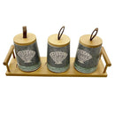 Ceramic Tea Coffee Sugar Canister Set of 3 Pcs with Tray 13*8.5*10.5 cm