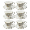 Ceramic Coffee Cup and Saucer Set of 6 Pcs Abstract Print 7*5.5/11 cm