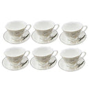 Ceramic Tea Cup and Saucer Set of 6 Pcs Abstract Print 9.5*7/14 cm