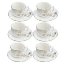 Ceramic Tea Cup and Saucer Set of 6 Pcs Abstract Print 7.5*5.5/14 cm
