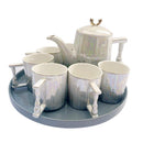 Ceramic Tea Cup with Kettle & Tray Set of 8 Pcs