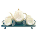 Ceramic Tea Cup with Kettle and Serving Tray Set of 8 Pcs ** 9*7.5/9.5*23.5/30.5*4.5cm