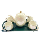 Ceramic Tea Cup with Kettle and Serving Tray Set of 8 Pcs ** 9*7.5/9.5*23.5/30.5*4.5cm