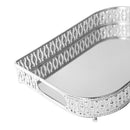Deco Silver Metal Rectangular Serving Tray Set of 2 Pcs 25*35/40*30 cm