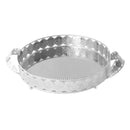 Deco Silver Metal Round Serving Tray Set of 2 Pcs