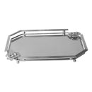 Deco Silver Metal Rectangular Serving Tray Set of 2 Pcs 36*26+41*31 cm