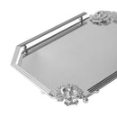 Deco Silver Metal Rectangular Serving Tray Set of 2 Pcs 36*26+41*31 cm